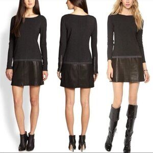 Theory Keiran Drop Waist Jersey and Lambs Leather Dress